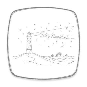 Feliz Navidad weinachtlich Strand & Leuchtturm - Viereckiger Kühlschrankmagnet - Weiß - Vorne