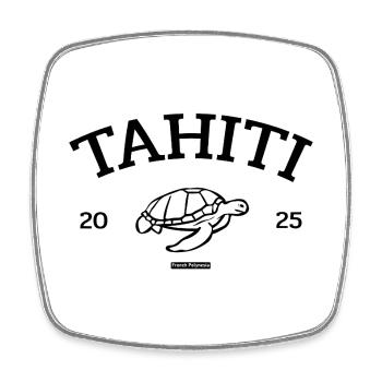Tahiti - Turtle - French Polynesia - Schildkröte - Square fridge magnet - white - Front