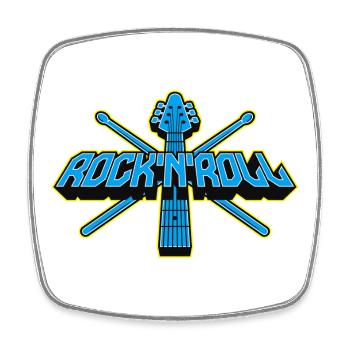 Rock'n'Roll Guitar and Drumsticks 3D Logo - Square fridge magnet - white - Front