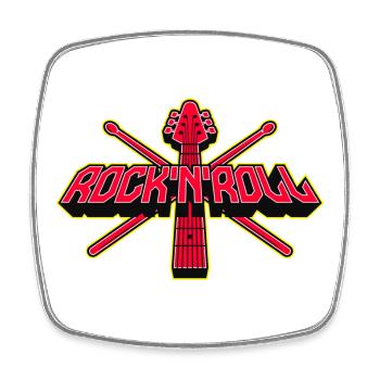 Rock 'n' Roll Gitarre und Drumsticks Emblem - Viereckiger Kühlschrankmagnet - Weiß - Vorne
