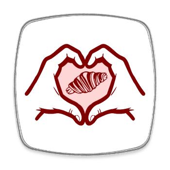 Croissant amoureux - France - Magnet carré - blanc - Devant