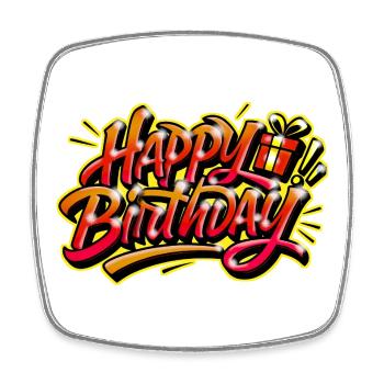 Graffiti  HAPPY BIRTHDAY Prénom cadeau idéal  - Magnet carré - blanc - Devant