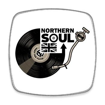 Northern Soul - Union Jack - Vinyl-Schallplatte - Viereckiger Kühlschrankmagnet - Weiß - Vorne