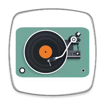 TURNTABLE - sound & vision - Magnet carré - blanc - Devant