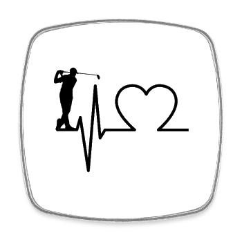 Golf EKG Herzschlag – Golfer Herzlinie - Viereckiger Kühlschrankmagnet - Weiß - Vorne