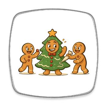 Bonhomme pain épice mannele  déguisé Sapin Noël  - Magnet carré - blanc - Devant