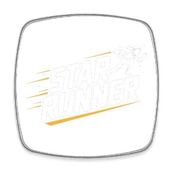 Star Runner – Cooles Lauflogo - Viereckiger Kühlschrankmagnet - Weiß - Vorne