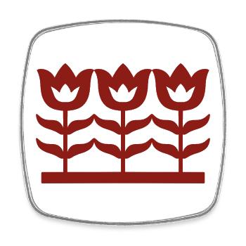 Motif de découpe de papier chinois en tulipe rouge - Magnet carré - blanc - Devant