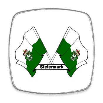 Steiermark-Flaggen mit Text - Viereckiger Kühlschrankmagnet - Weiß - Vorne