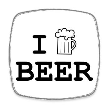 I like beer / Alcohol - Square fridge magnet - white - Front