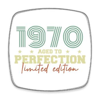 1970 - Square fridge magnet - white - Front