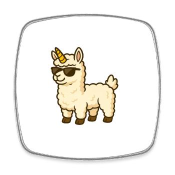 Alpaga cool avec corne de licorne - Magnet carré - blanc - Devant