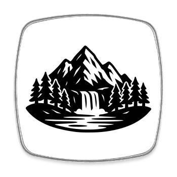 Paysage montagneux Cascade forestière - Magnet carré - blanc - Devant