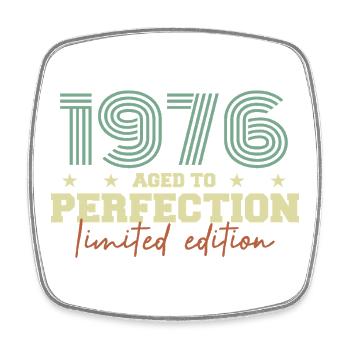 1976 - Square fridge magnet - white - Front