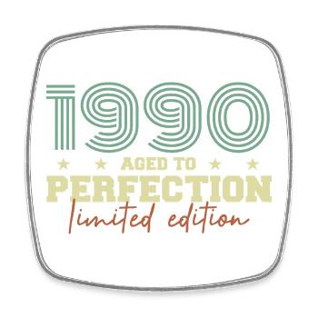 1990 - Square fridge magnet - white - Front