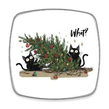 Chaotische Weihnachtskatzen – Lustiges XMAS Katzen - Viereckiger Kühlschrankmagnet - Weiß - Vorne