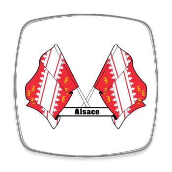 Gekreuzte Elsass-Flaggen mit dem Text "Elsass" - Viereckiger Kühlschrankmagnet - Weiß - Vorne