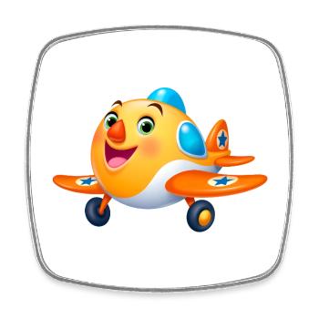 Süßes Kinderflugzeug Cartoon – Flugzeug - Viereckiger Kühlschrankmagnet - Weiß - Vorne