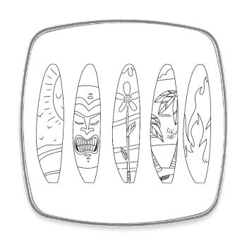 Collection Planches de Surf Tiki Rétro Aloha - Magnet carré - blanc - Devant
