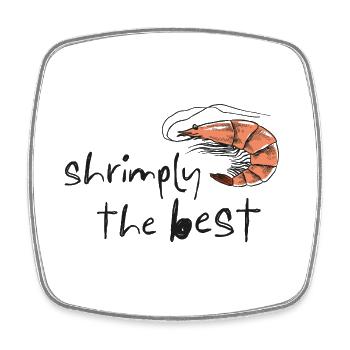Shrimply the Best – Doodle Shrimp Pun Saying - Square fridge magnet - white - Front