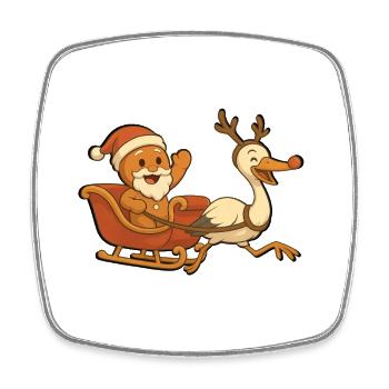 Père Noël pain épice mannele traîneau cigogne - Magnet carré - blanc - Devant