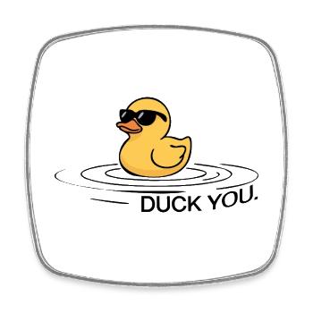 Baisse-toi, espèce de jeu de mots, canard, drôle en disant va te faire foutre - Magnet carré - blanc - Devant