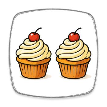 Doppelte Cupcake-Illustration mit Kirsche - Viereckiger Kühlschrankmagnet - Weiß - Vorne