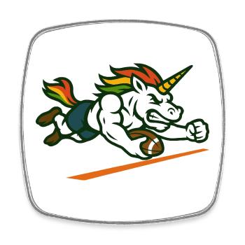 Unicorn Football Mascot Power Runner Design - Square fridge magnet - white - Front