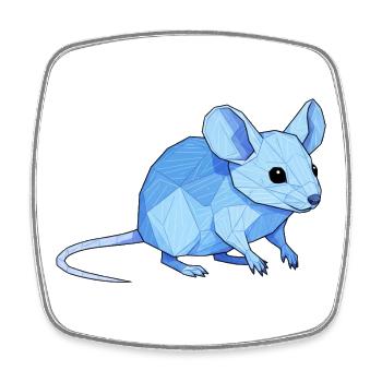 Blauer Low-Poly Maus - Viereckiger Kühlschrankmagnet - Weiß - Vorne