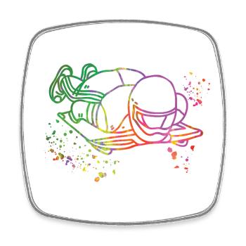 Skeleton Bobsleigh Winter Sports Sled - Square fridge magnet - white - Front