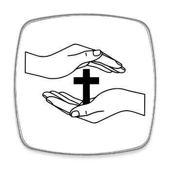 Hands Holding Cross Protection Faith Vector - Square fridge magnet - white - Front