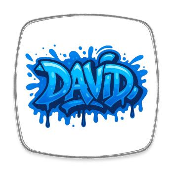 Graffiti DAVID Name Gift Ideal Printable - Square fridge magnet - white - Front