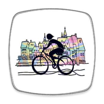 Radfahrer - Viereckiger Kühlschrankmagnet - Weiß - Vorne