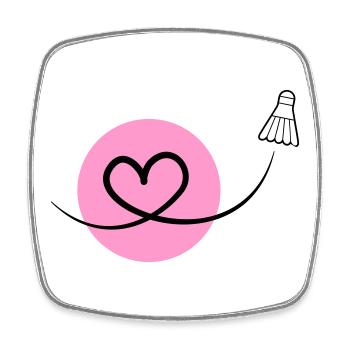 Badminton Love – Federball Herz - Viereckiger Kühlschrankmagnet - Weiß - Vorne