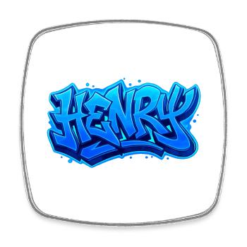 Graffiti HENRY Name Gift Ideal Printable On - Square fridge magnet - white - Front