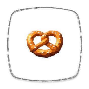 Low Poly Orange Polygonale Brezel - Viereckiger Kühlschrankmagnet - Weiß - Vorne