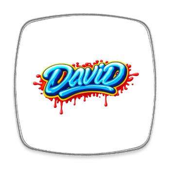 GRAFFITI NAME DAVID FOR PERFECT GIFT PRINTABLE - Square fridge magnet - white - Front