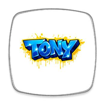 Graffiti name TONY FOR  PERFECT GIFT PRINTABLE  - Magnet carré - blanc - Devant