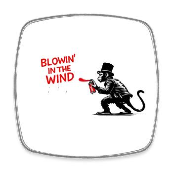 Wind Spray Monkey Graffiti - Square fridge magnet - white - Front