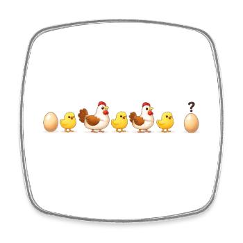 Evolution oeuf poussin poule darwin - Magnet carré - blanc - Devant