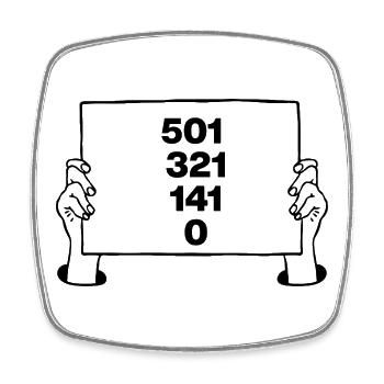 501–0 en 9 fléchettes, Fan Sign, Neuf Parfaits, 180 - Magnet carré - blanc - Devant