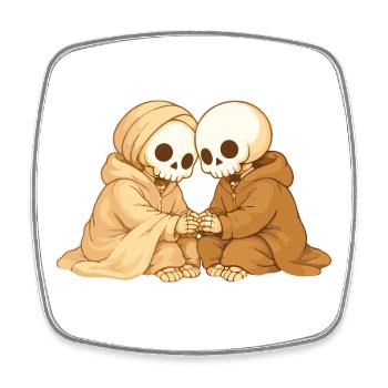 Cozy Skeleton Couple – Closeness in Quiet Moments - Square fridge magnet - white - Front
