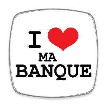 I love my bank - Square fridge magnet - white - Front