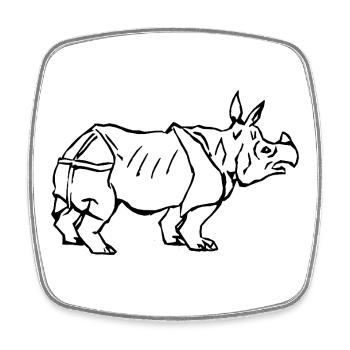 Nashorn - Viereckiger Kühlschrankmagnet - Weiß - Vorne