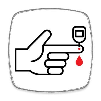 Blood glucose measurement, blood sugar, diabetes, blood test - Square fridge magnet - white - Front