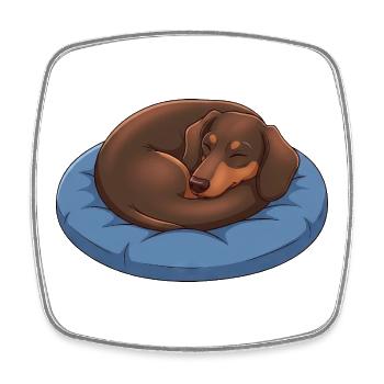 Süßer Dackel Cartoon Kuschelkissen für Hund - Viereckiger Kühlschrankmagnet - Weiß - Vorne