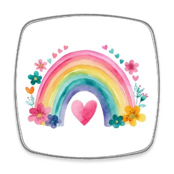 Rainbow Love – Sweet Children's Watercolor - Square fridge magnet - white - Front