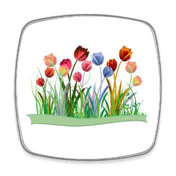 Imaginative colorful tulips on spring meadow - Square fridge magnet - white - Front