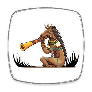 Tribal Horse Trumpeter Illustration - Square fridge magnet - white - Front