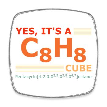 C8H8 Cubane – Yes it's a Cube retro Chemie - Viereckiger Kühlschrankmagnet - Weiß - Vorne